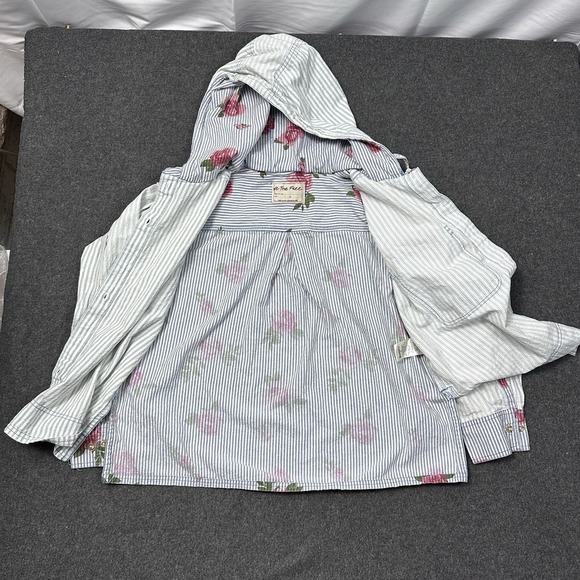 Free People We The Free Striped Floral Hooded Jacket S - Picture 5 of 7